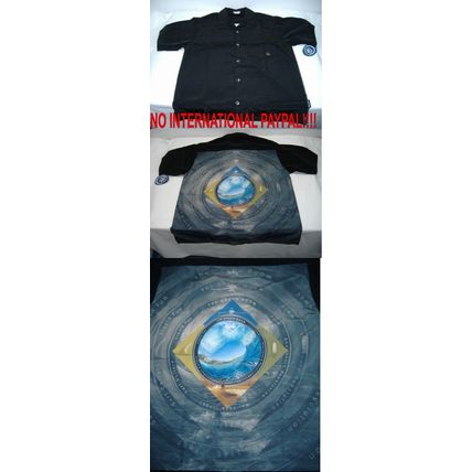 Mens Rare Rick RIETVELD MEDIUM Green Room Black Button Camp Shirt $62 Last Units