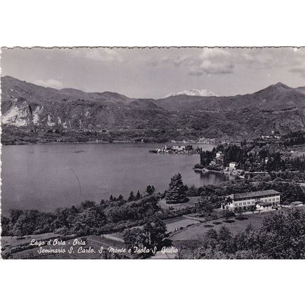 Orta Seminario S Carlo Lago d'Orla Italy Real Photo Postcard used 1956 crease