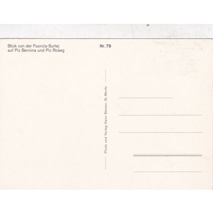Piz Bernina und Piz Roseg Switzerland Postcard unused VGC