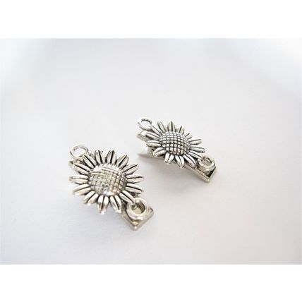 2 extra tiny small silver sunflower metal alligator hair clip for fine thin hair
