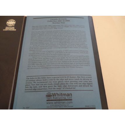 Whitman coin folder- Canada- 25 cent- 2001/2009 - with 32 coins - NOT COMPLETE