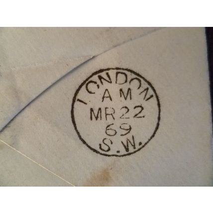 1869 GB QV 1d Red stamp 89 cover Corwen Pamplin Lavender Hill Wandsworth London