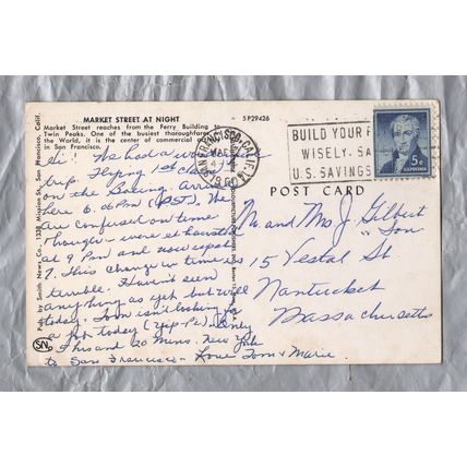 Market Street At Night - San Francisco - Postally Used - March 22 1960 Postmark