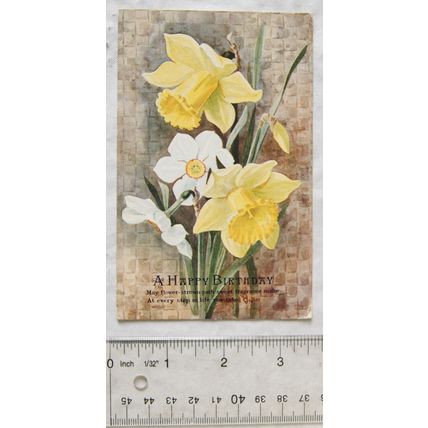 1916 postcard A Happy Birthday - Flowers