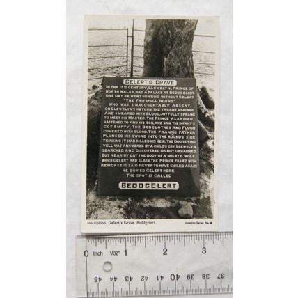 vintage postcard Gelerts Grave Inscription, Beddgelert - Sad Story