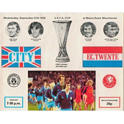 MANCHESTER CITY V FC TWENTE UEFA CUP 1ST ROUND 1978