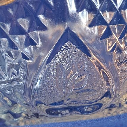 KIM Indonesia GLASS CANDY JAR Bowl Dish KIG Nut Hearts Roses Fleur De Lis