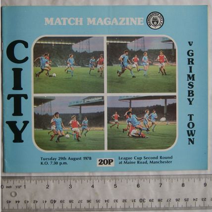 1978 programme Manchester City v. Grimsby Town, League Cup 2rd round