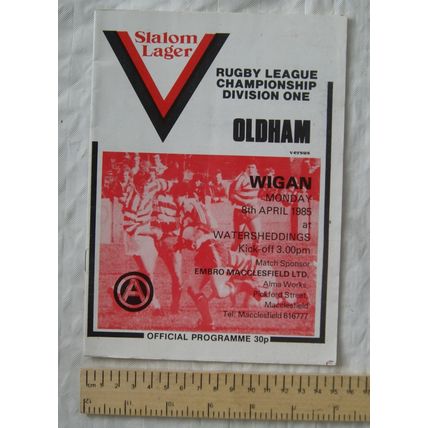 1985 programme Oldham v. Wigan