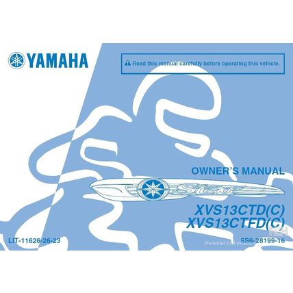 YAMAHA XVS13CTD(C) XVS13CTFD(C) OWNERS MANUAL MOTORCYCLE 104 PAGES IN ENGLISH