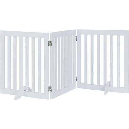 Unipaws 24”H Free Standing Pet Gate for Dog Cat, Wooden Dog Gates for Doorway, S