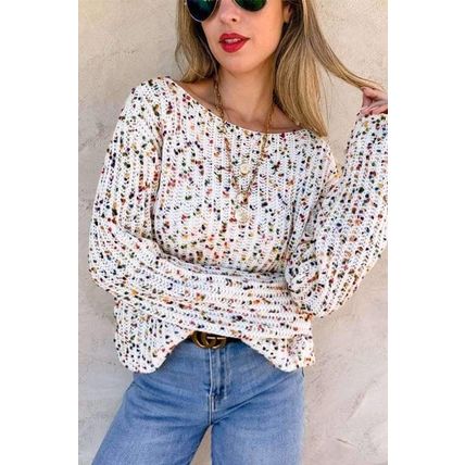 White Confetti Reversible Twist Sweater