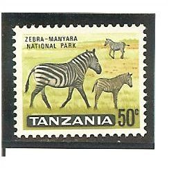 Tanzania QE11 1965 50c Common Zebra Manyara National Park SG 134 Mint NHM Stamp