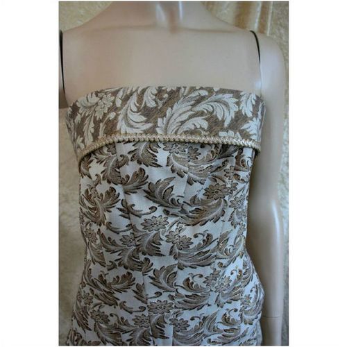 Karen Millen Cream Gold Bustier Corset Top Size 12 New with tag