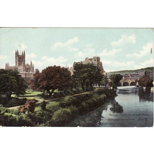 Edwardian Postcard Bath Abbey Parade Gardens Empire Hotel River Avon Wrench