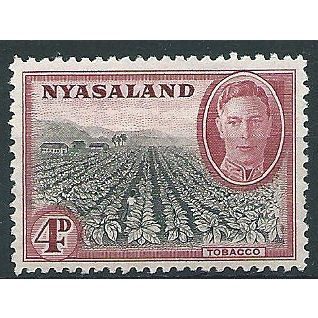 Nyasaland 1945 SG149 4d Black & Claret Mounted Mint ... .