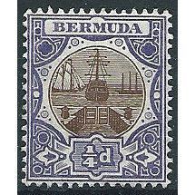 Bermuda 1908 SG34 1/4d Brown & Violet Mounted Mint ... .