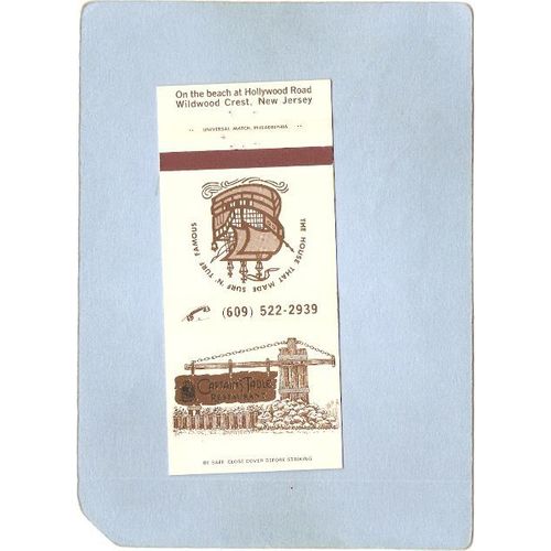 New Jersey Wildwood Crest Matchcover Captain's Table Restaurant On The Bea~3224