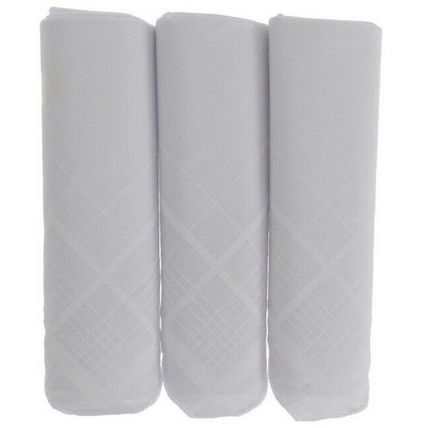 White Polycotton Boxed 14x14 cm Mens Hankies Handkerchiefs 3Pk RJM Gift set