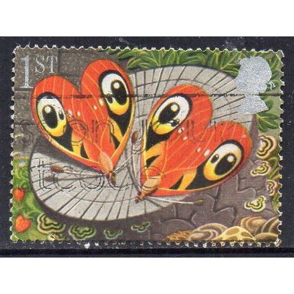 GB 1991 Greetings - Good Luck - Heart-shaped Butterflies 1st Used
