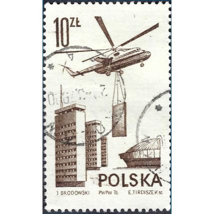 POLAND, AIR, Soviet transport helicopter Mi-6, brown 1976, 10z?oty, #5