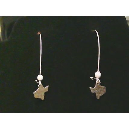 Texas state pearl bead Drop Pierced Gold Tone Earrings