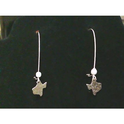 Texas state pearl bead Drop Pierced Gold Tone Earrings