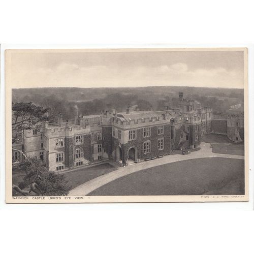 Warwick Castle Bird's Eye View Warwickshire Postcard JJ