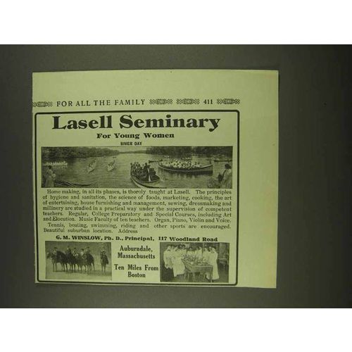1913 Lasell Seminary Ad - River Day