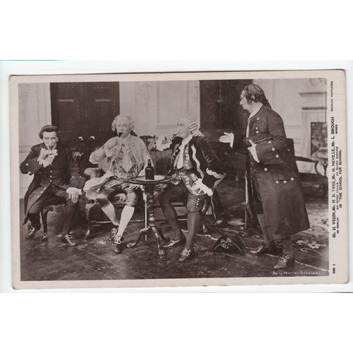 Actors H Vezin H B Tree H Neville L Brough The School for Scandal RP Postcard