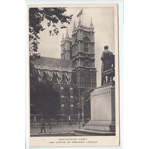 Westminster Abbey and Statue of Abraham Lincoln London 1944 Postcard