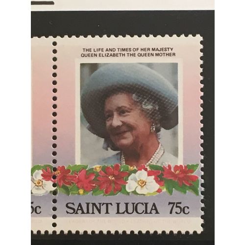 St Lucia 1985 Queen Elizabeth Mother 75c Unmounted Mint NHM SG 835 Sc 783 stamp