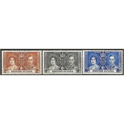 British Guiana 1937 Coronation Set SG305-307 Mounted Mint . ..