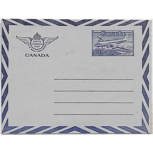 Canada #A13 Aerogram Airletter Sheet MINT "straight line under plane", George VI