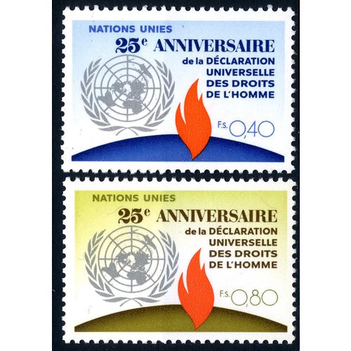 UNITED NATIONS Geneva 1973 Human Rights Declara… F.S.0.40 & 0.80 Scott 35-36 MNH