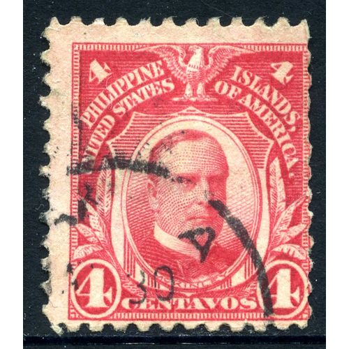 PHILIPPINES 1917/1918 4c — Carmine, Perf 11, W/M? Scott PH286/PH291 Used