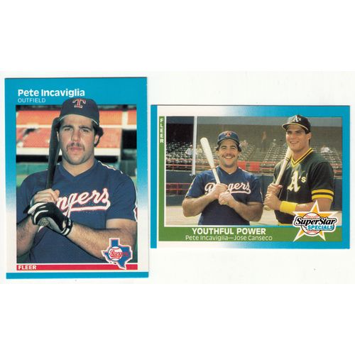 Two 1987 Fleer Pete Incaviglia Rookie Cards RC– 128 & 625 with Canseco