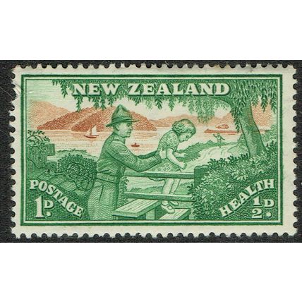 New Zealand 1946 Health Issue 1d +½d Green and Orange Brown SG678 MM