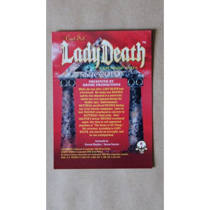 Lady Death All-Chromium Base trading Card # 8 (C) 1994 Chaos Krome comics