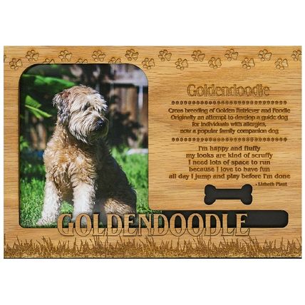 Goldendoodle Engraved Wood Picture Frame Magnet