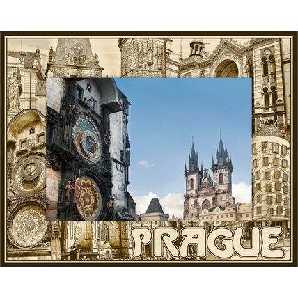 Prague Laser Engraved Wood Picture Frame Landscape (5 x 7)