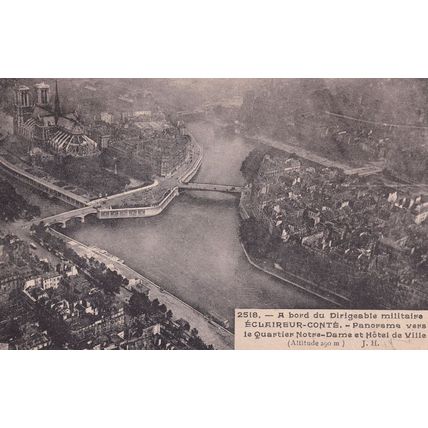 Notre Dame Hotel De Ville French Antique Aerial Postcard