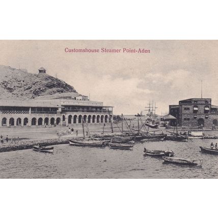 Customhouse Steamer Ship Point Aden Yemen Old Postcard