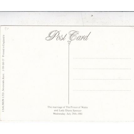 Prince of Wales and Lady Diana Spencer Postcard unused VGC