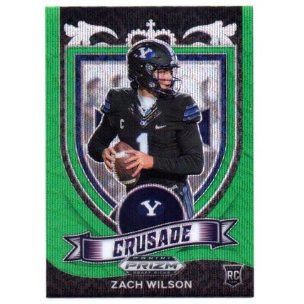 PRIZM GREEN WAVE REFRACTOR ZACH WILSON ROOKIE CRUSADE