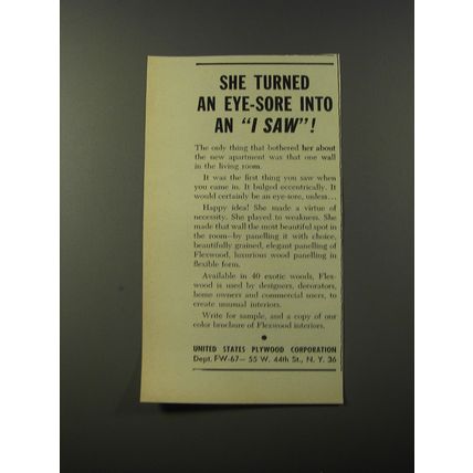 1953 United States Plywood Corporation Ad - She turned an eye-sore into an I saw