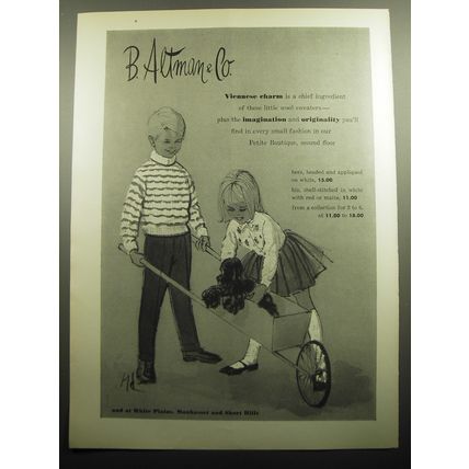1958 B. Altman & Co. Children Fashion Ad - Viennese charm is a chief ingredient