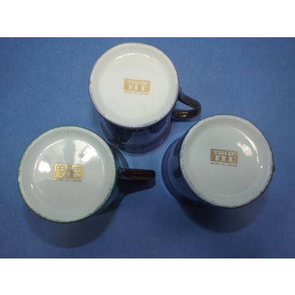 3 Pottery Barn Mugs Cups 4 Bread Plates Porcelain Hiraki Iridescent Purple Green