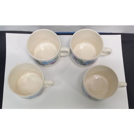 USA Vintage Lauffer Purple and Blue Flowers Ceramic Coffee Tea Cup Mug Cute