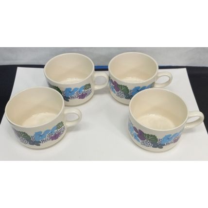 USA Vintage Lauffer Purple and Blue Flowers Ceramic Coffee Tea Cup Mug Cute